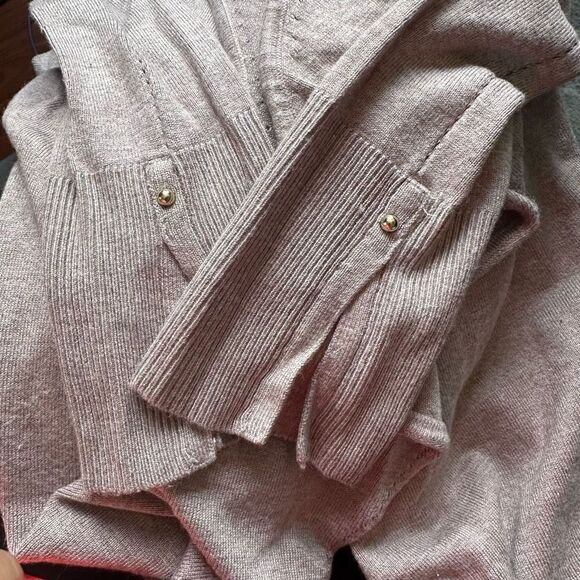 White House Black Market Beige Open Front Cardigan Size Small - Picture 7 of 9